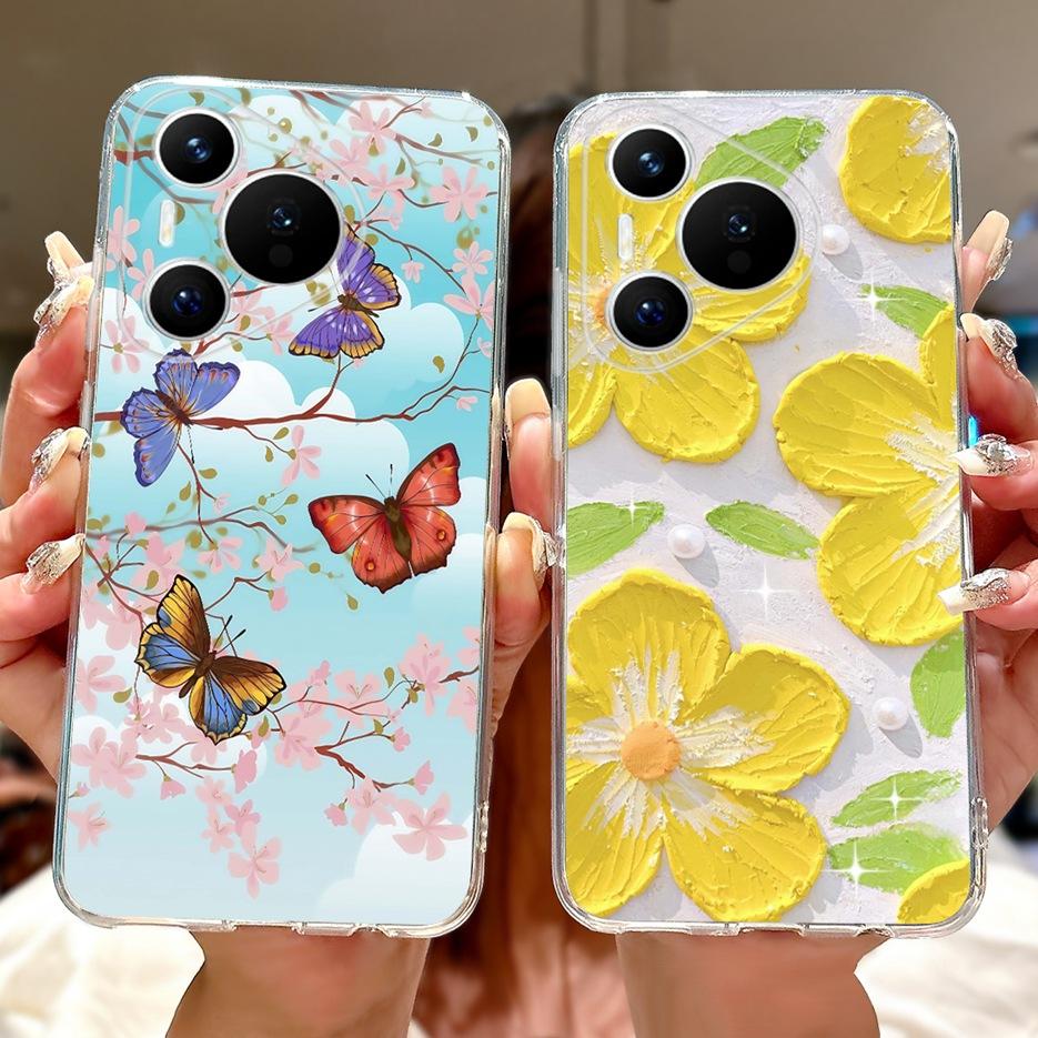 For Huawei Pura 70 Pro Plus Case Colorful Flower Painted Cover Soft Slim Phone Case For Huawei Pura 70 Ultra Pura70 Pro 5G Shell