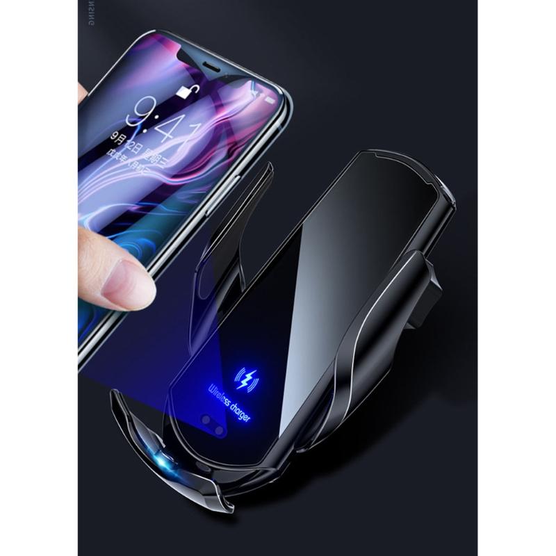 Suporte automotivo premium para celular, carregador sem fio, abertura por indução, fechamento de navegação, estrutura de fixação, suporte automático