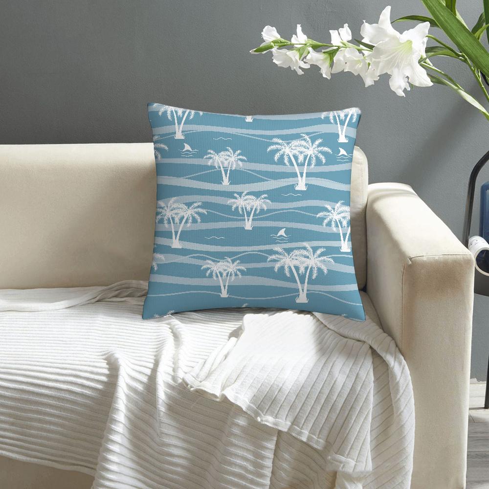 Plam Trees Flowers Pillow Case Sofa Decorative Home Double-sided Printing Short Plush Cushion Cover Throw Pillow Cover Gifts
