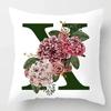 Grüner Buchstaben Floral Kissen Druck Kissenbezug Zuhause Schlafzimmer Zimmer Dekoration Wohnzimmer Sofa Kissenbezug 45x45cm