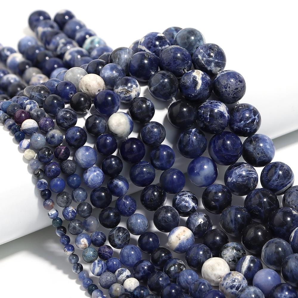1 Strand 4/6/8/10/12mm Natural Old Blue Sodalite Stone Beads Round Loose Beads For Jewelry Making DIY Necklace Bracelet Supplies