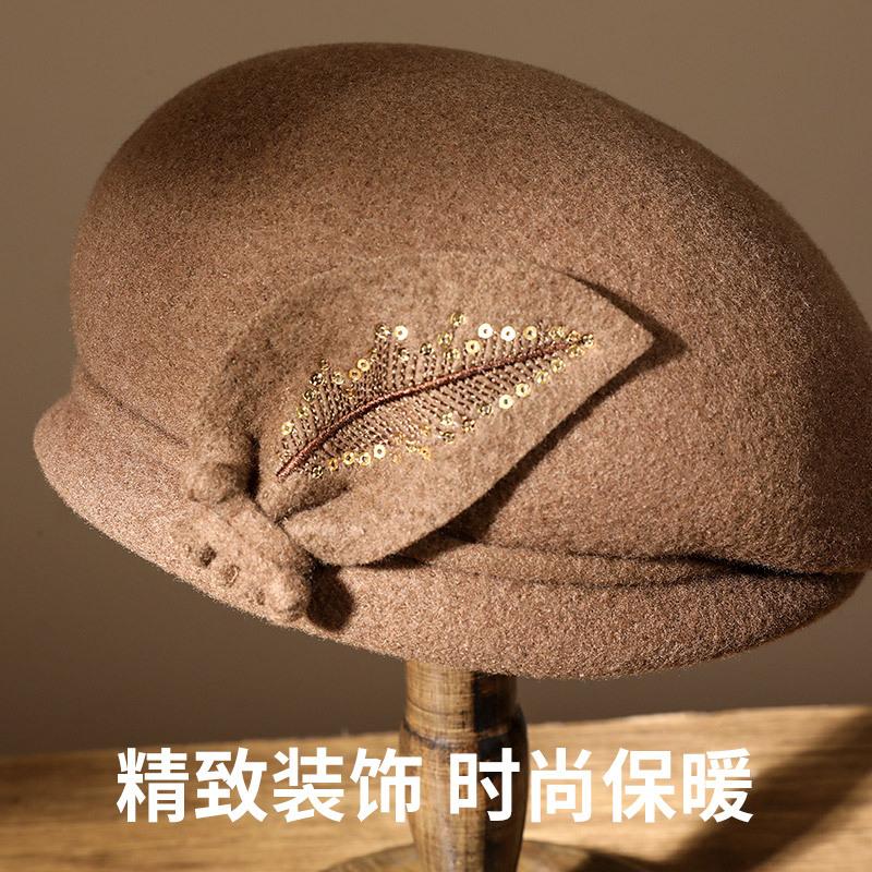Hat lady autumn and winter wool beret temperament mother elegant fashion milliner retro versatile thermal hat
