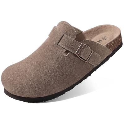 Bebealy Fashion Women Clogs Slippers New Suede Clogs Slippers Cork Footbed Beach Slippers Classic Men Mules With Arch Support