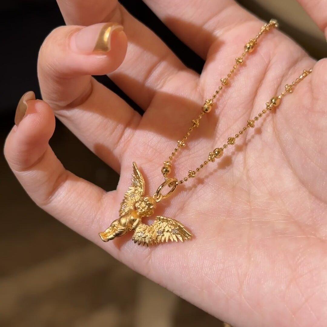 

Легкое роскошное ожерелье с подвеской в виде ангела из тыквы Fritillary, женское, новое, китайское, ретро, модное, темпераментное, универсальное, цепочка на шею, цепочка на свитер