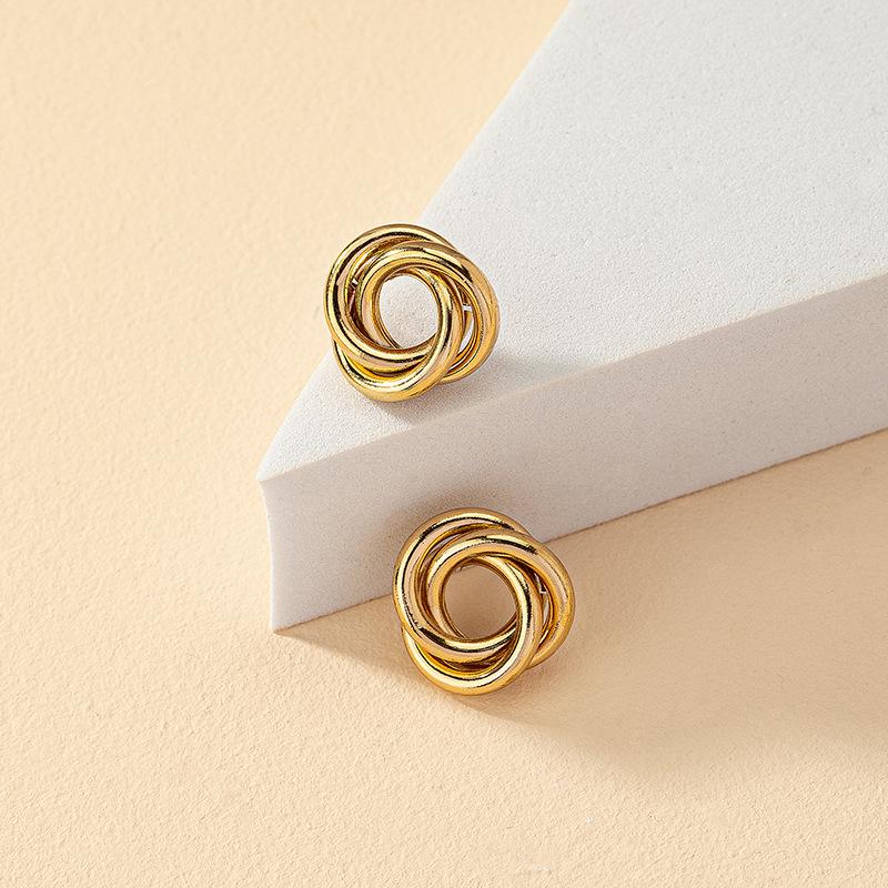 Korean Retro Geometric Circle Hoop Earrings for Women