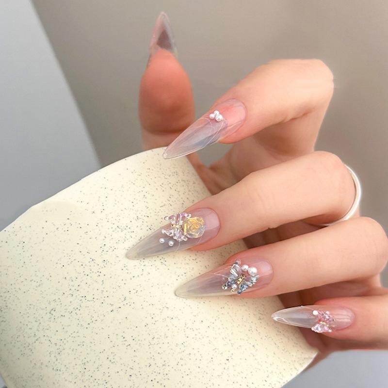 30 Pcs Colorful Butterfly Nail Art Charm 3D Ice Butterfly Nail Decor Ornament Diy Kawaii Nail Figures