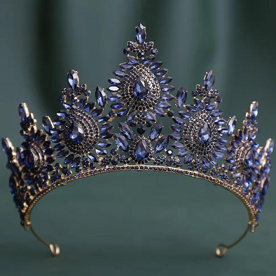 DIEZI Vintage Fashion Luxury Opal Rhinestone Crystal Tiara For Women Wedding Party Elegant Bridal Bride Crown Hair Accessories