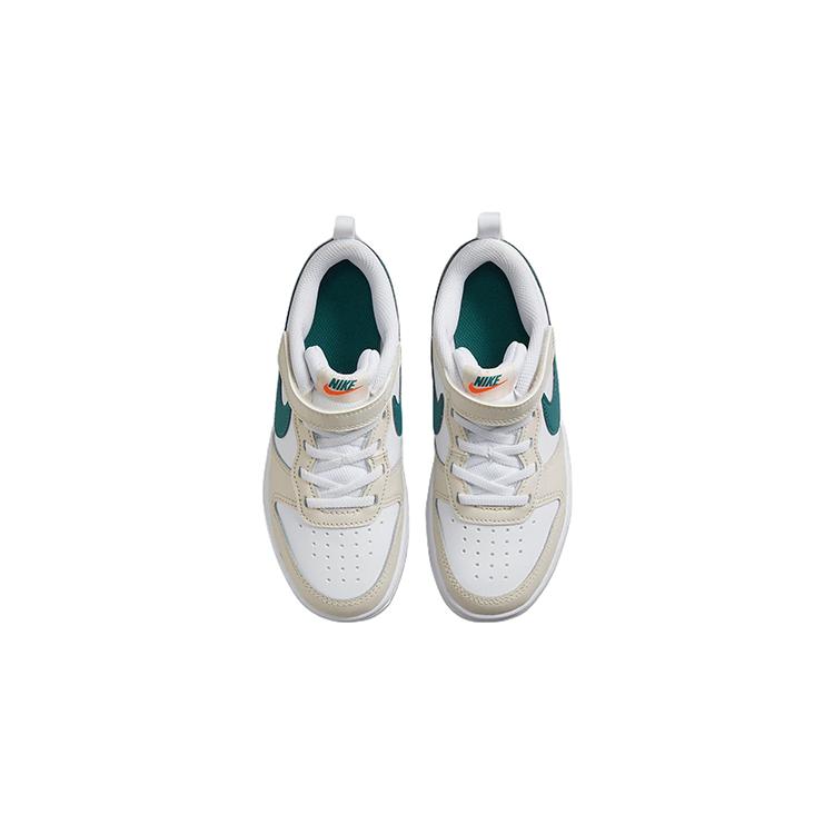 Nike Court Borough 2 Low Comfortable Low Top Kids' Skateboarding Shoes White Green Children Aged 3 7 Years Old BQ5451-017