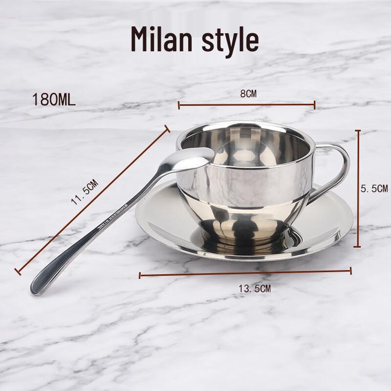 Insulated Stainless Steel Coffee Cup & Saucer Set