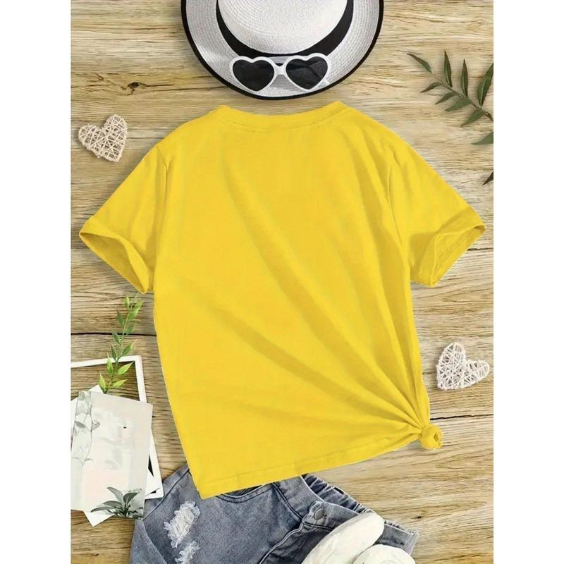 Taglie Europee T-shirt a Maniche Corte da Ragazza con Girocollo