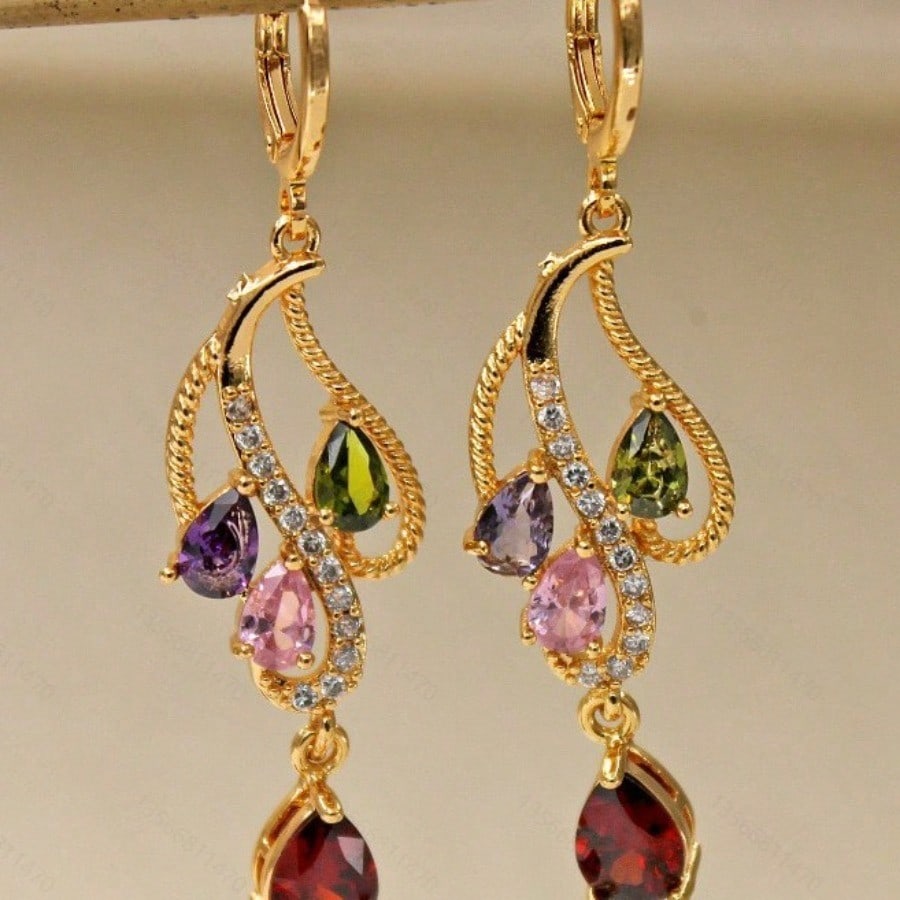 These colorful teardrop and vine earrings, available in multiple colors, are perfect for Thanksgiving and Christmas parties.