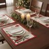4PCS Linen-like Christmas Tree Placemats Anti-slip Tableware Insulated Mats  New Year