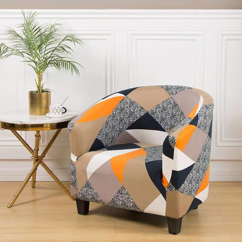 1pc Stretch Printed Club Armchair Cover Washable Tub Chair Slipcover Relax Single Chair Case for Coffee Bar Living Room Office