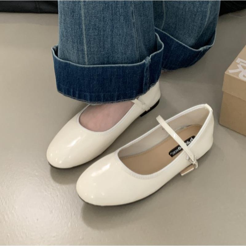 Fashion Shiny Leather Ballets Shoes Woman Belt Strap Lolita Flats Mary Janes Women Shallow Loafers Round Toe Ballerinas Brides Mocasines