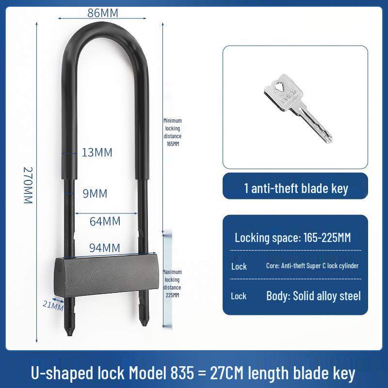 U-Shaped Glass Door Lock for Storefronts and Sliding Doors