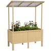 Raised Garden Bed with Roof, Drainage Holes, Fleece Lining, Weatherproof, Fir Wood, 110x60x152 Cm