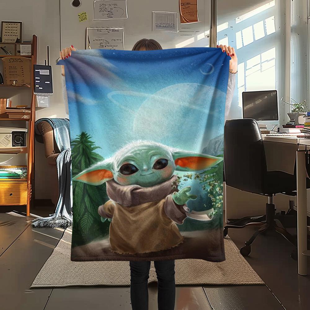 Cute Green Creature Lake Blanket Home Decor Suitable For All Seasons Outdoor Plush Blanket Bedroom Digital Printing