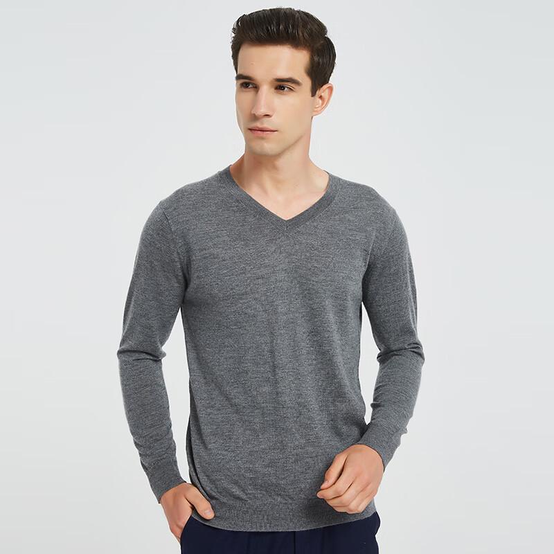 Hengyuanxiang Men's V-Neck Fine Cashmere Sweater