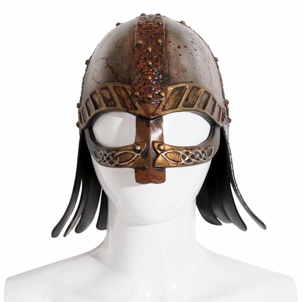 Vintage Viking Horn Hat Helmet Head Ornament Realistic Medieval Warrior Knight Hat Dress Up Renaissance Decorative Mask Headgear