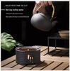 Retro Japanese Ceramic Tea Set with Candle Warmer and Flower Teapot