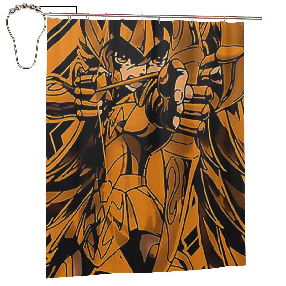 

Knights Of The Zodiacsagittarius Cloth Milogold Saint Seiya Shower Curtain Bathroompolyester Waterproof Bath Curtains With Hooks W60H190(CM)-1 Pcs