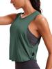 [CRZ YOGA] Tank Top, Loose Fit, Short Length, Pima Cotton, Graphite Green, Size L