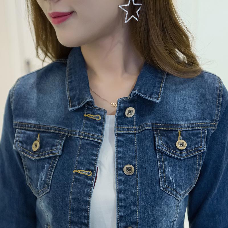Spring Korean Style Denim Jacket Women's Fashion Slim Short Coat  Long Sleeve Outerwear Denim Jacket Women