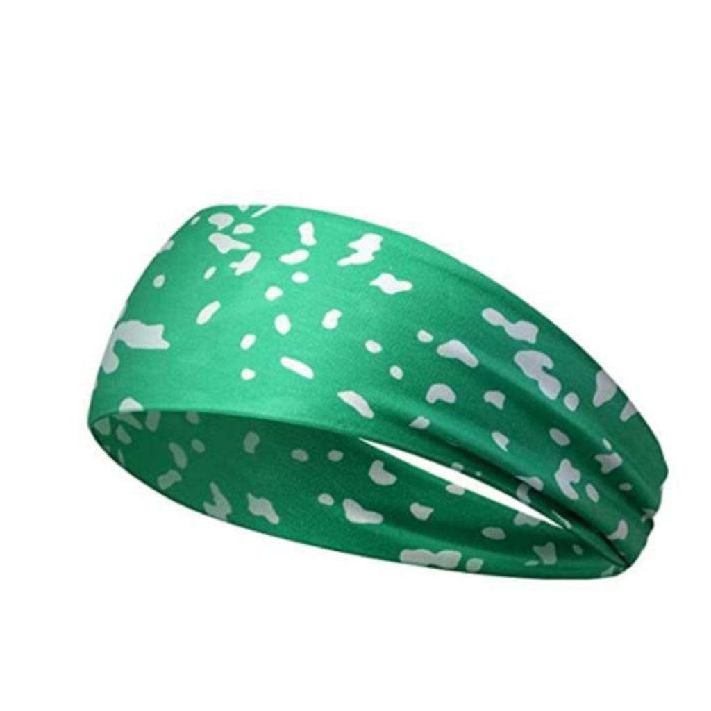 Unisex Elastic Cotton Sports Headband Sweat Absorbing Yoga Running Fitness Headwrap with Printed Pattern for Outdoor Exercise