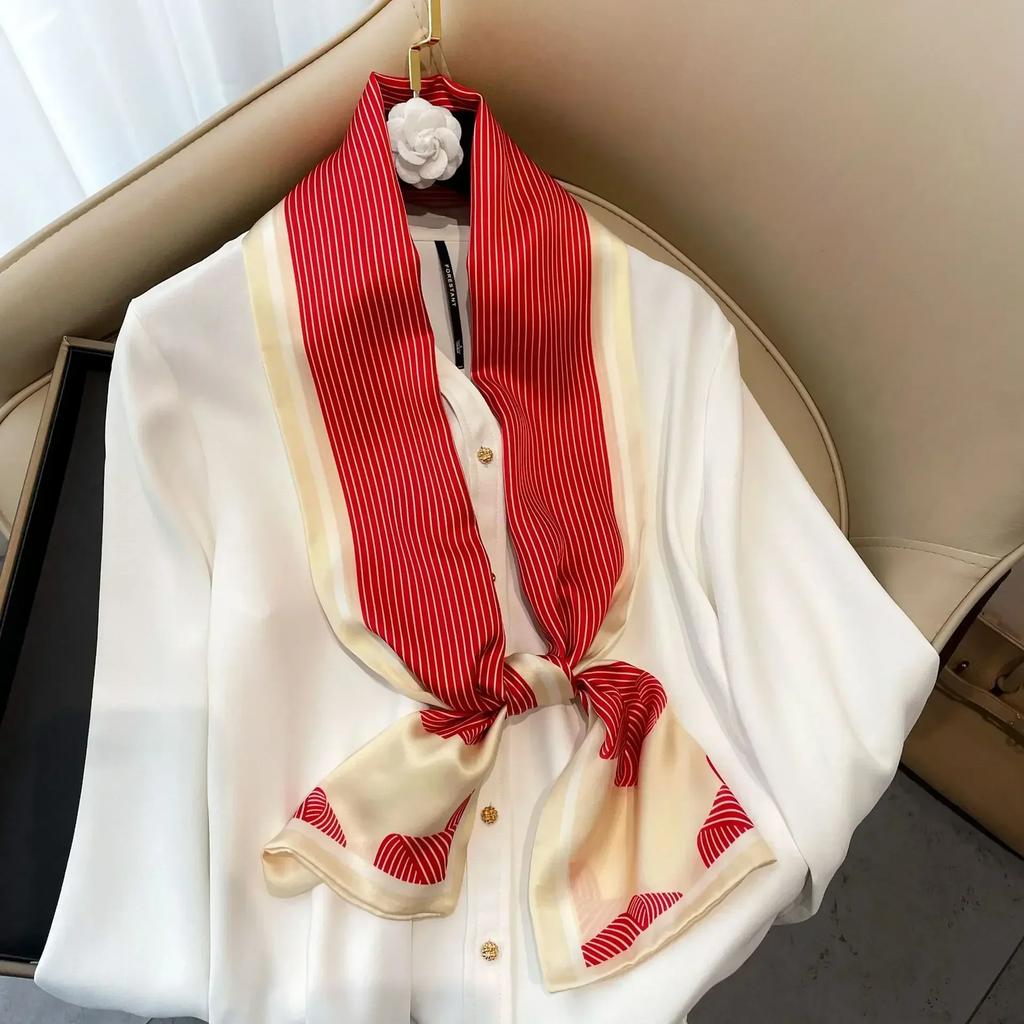 17*150cm Ribbon Silk Scarfs Female Luxury Design Hair Band Skinny Scarf Neck Ties Women Bag Scarves Neckerchief Foulard Lady