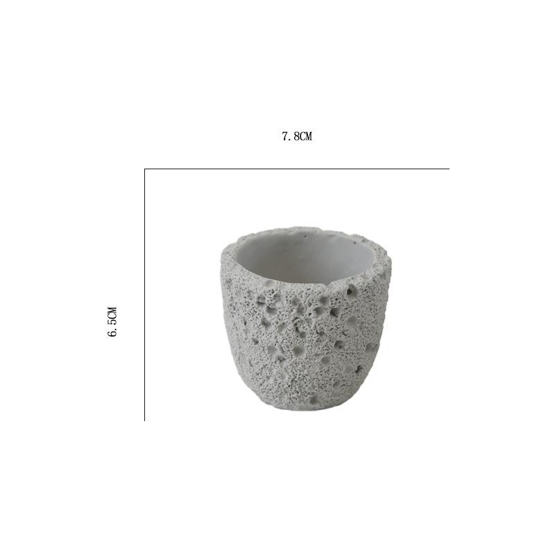 Milk White Creative Volcanic Stone Pattern Cement Succulent Flower Pot Office Home Desktop Decoration Green Plant Flowers