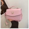 Fashion Pure Color Women's Handbag PU Large Capacity Crossbody Bag Square Bag
