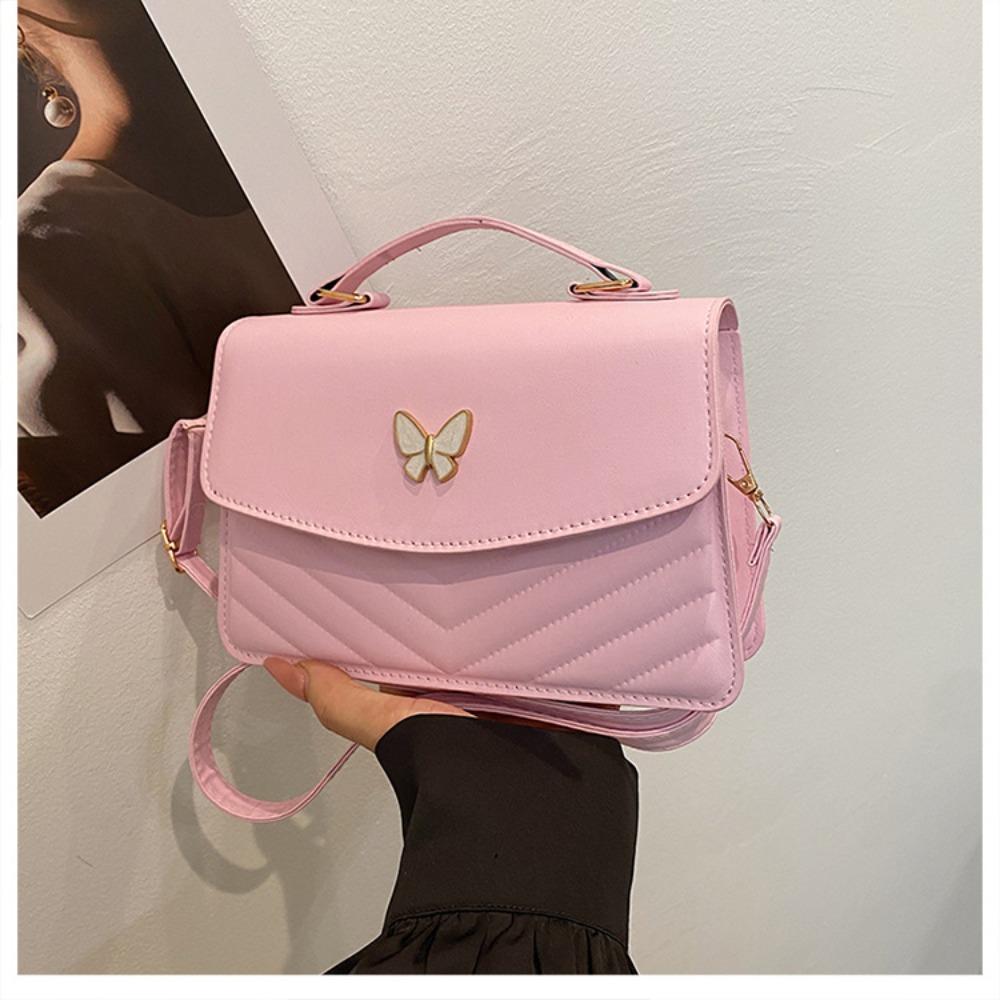Fashion Pure Color Women's Handbag PU Large Capacity Crossbody Bag Square Bag
