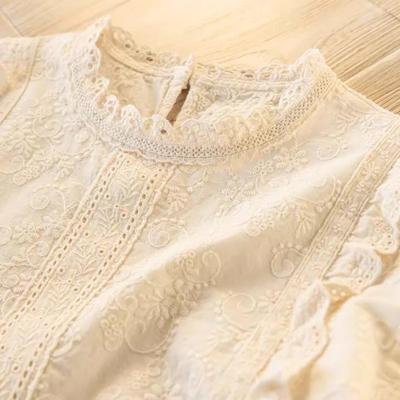 Spring 2026 Japanese Lace Stand Collar Shirt: Sweet, French-Inspired Layering Top