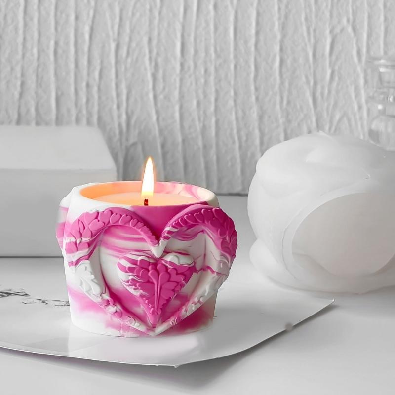Candle Cup Mold Heart Shape Succulent Planter Moulds for Crafting Unique Candle Cup Suitable for Handmade Candle Cup