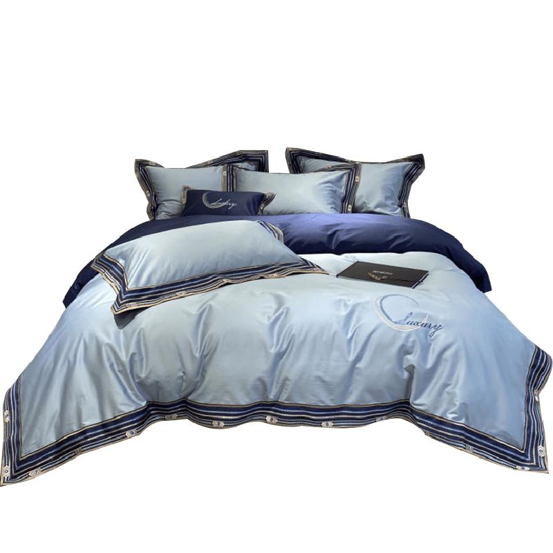 La Torretta 140-Thread Count Pima Cotton Bedding Set 1.8/2.0m Bed, Fitted Sheet, Duvet 220x220cm