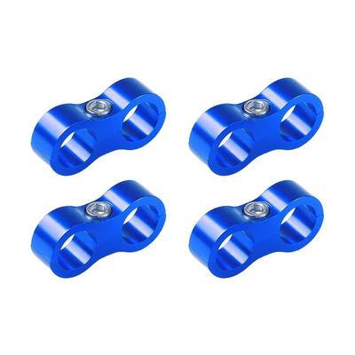 Aluminum Hose Separator Clamp, 2 Holes, Set of 4 (Blue,