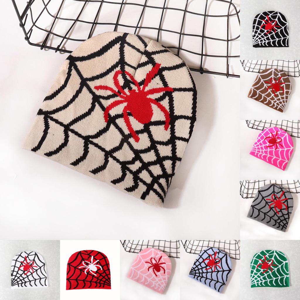 Spider Pattern Knit Beanie For Men And Women Warm Streetwear Fashion 2023