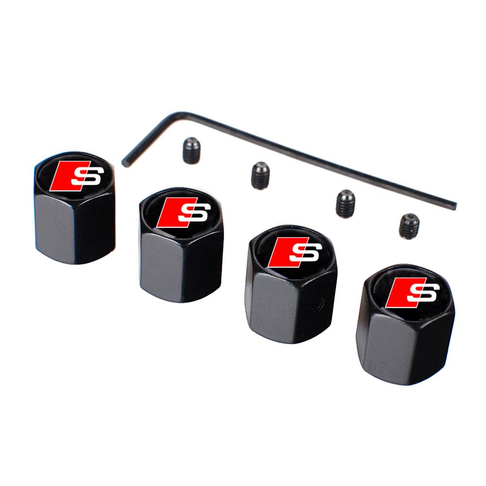 4PCS Metal Auto Wheel Tire Valve Stem Caps Cover For 1s SLine A3 A4 A5 A6 A7 A8 Q2 Q3 Q5 Q7 Q8 S3 S4 S5 S6 S7 S8 RS3 RS4 RS5