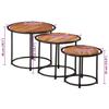 VidaXL Tables gigognes 3 pcs bois massif d'acacia, table en bois, table d'appoint de canapé, ensemble de table basse ronde, 358931