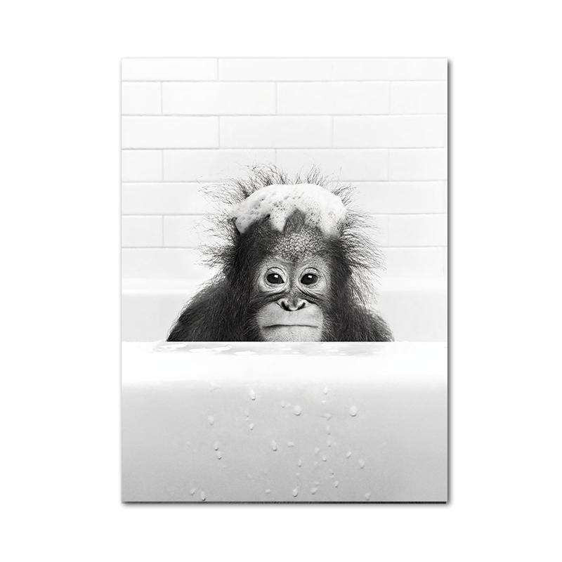 

Забавный постер с животными и принты, художественная картина для ванной комнаты, холст, картина, жираф, слоненок, ванна, настенные художественные фотографии для декора детской комнаты 30x40 cm No Frame