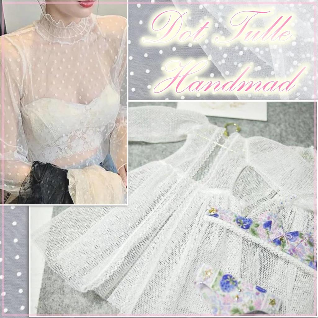 Polka Dot Tulle 155cm Flocked Lace Fabric for Costumes [moonfarm] Fabric, White, Wide, (5m)