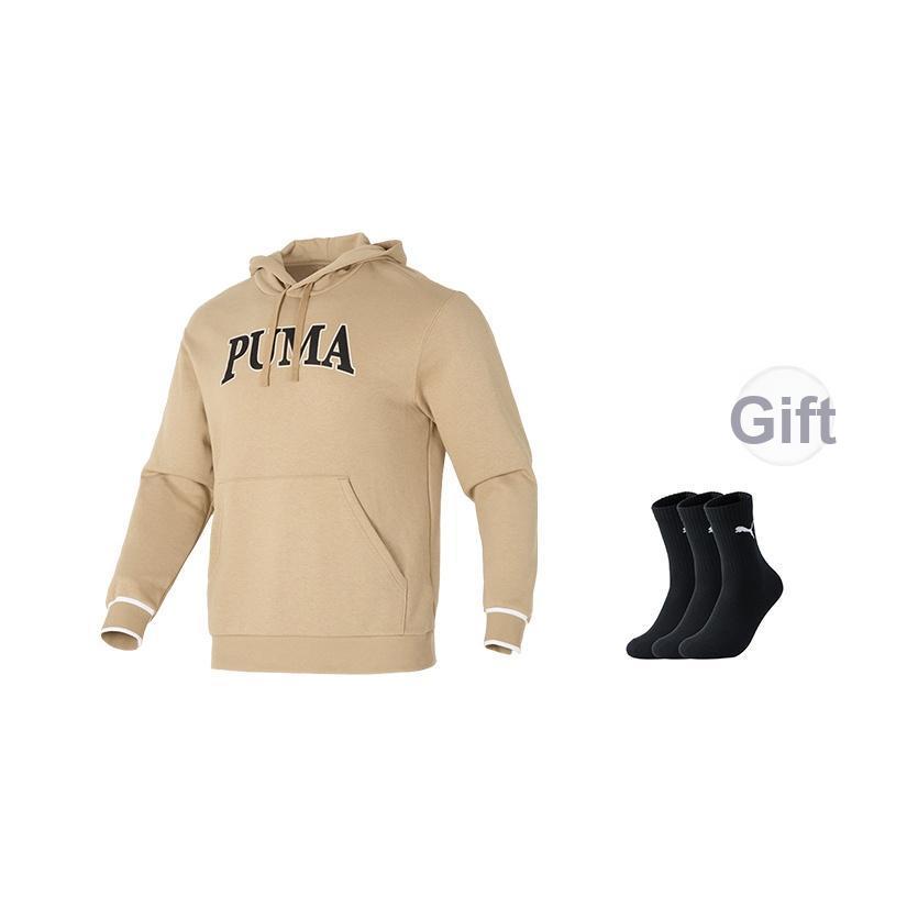 Puma Lettered Hooded Casual Long Sleeve Sweatshirt Men Sweatshirt Khaki 681253-83