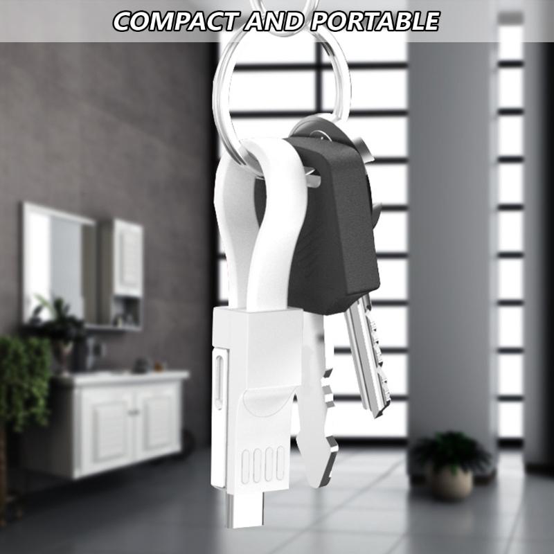 Mehrere Geräte Schlüsselanhänger Lädt mit USB C Schnellladung & Datenkabel Tragbar Mehrfachstecker Schlüsselanhänger Kabel