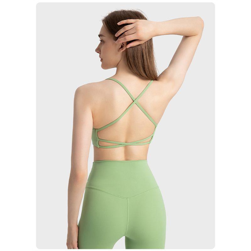 2023 New Cut Out Cross Beauty Back Exercise Underwear Women's Thin Square Collar Workout Top Sexy Yoga Bra Quick-Drying