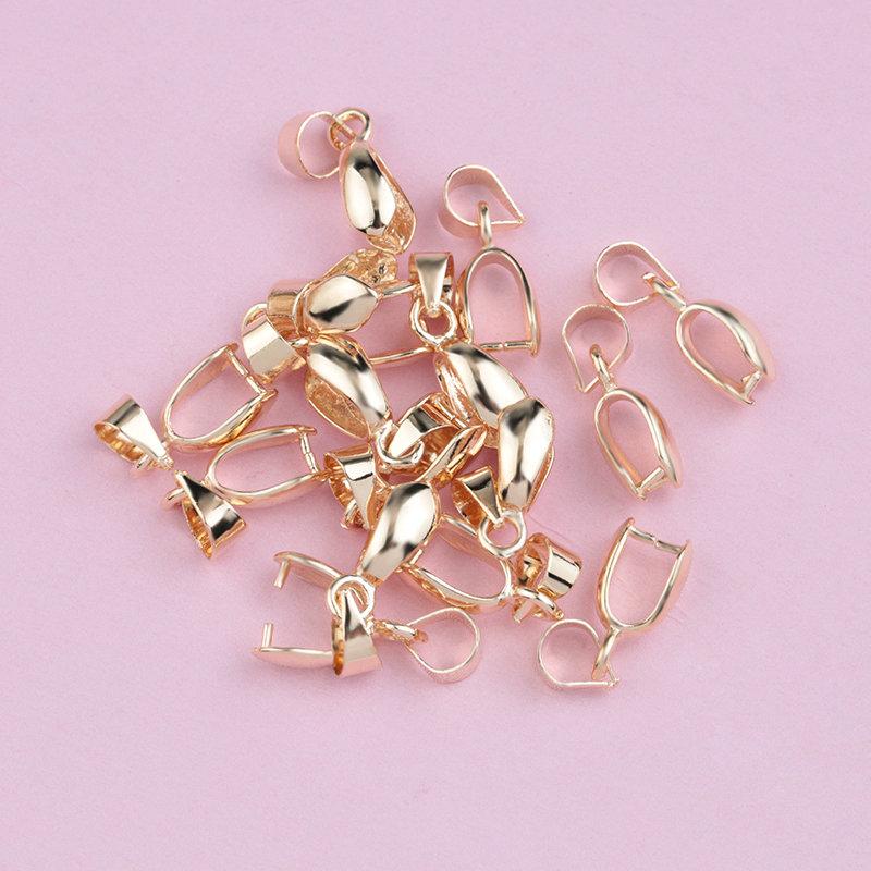 30pcs 4x15mm Copper Seeds Buckle Pendants Clasps Hooks Clips Bails Copper Connectors For DIY Handmade Jewelry Making 4 Colors