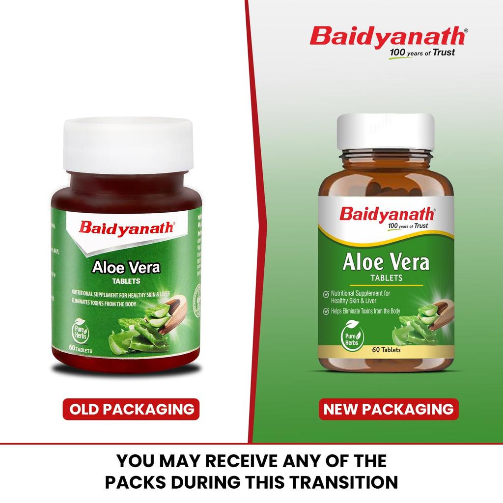 Baidyanath Aloe Vera 60 Tablets 250 Mg Daily Wellness Supplement Skin Care Support Routine Vegetarian Pack Of 1
