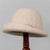 Premium Curled Woolen Hat Women's Retro Bow Bucket Hat Autumn and Winter Gold Wind Hat