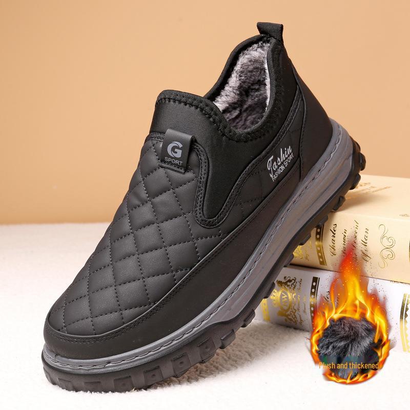 

Мужские зимние водонепроницаемые кожаные ботинки для снега с бархатной подкладкой для папы 39