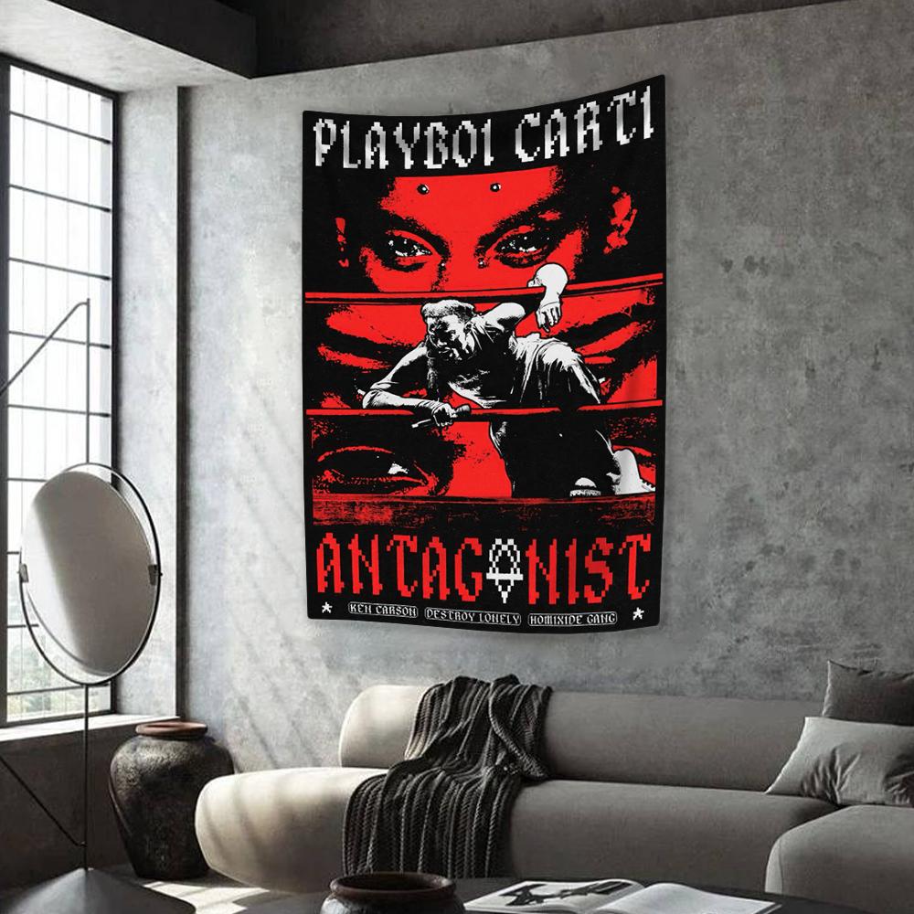 Pop Rapper Singer Tapestry Playboi Carti Album Hippie Home Decor Wall Hanging Dormitory Party Backdrop Beach Towel Sofa Blanket