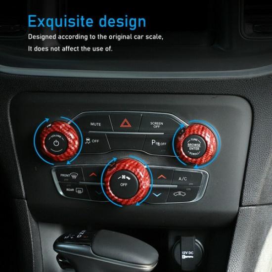 3x Air Condition Audio Switch Knob Trim Ring for Dodge Challenger 15+ /Ram 12-17